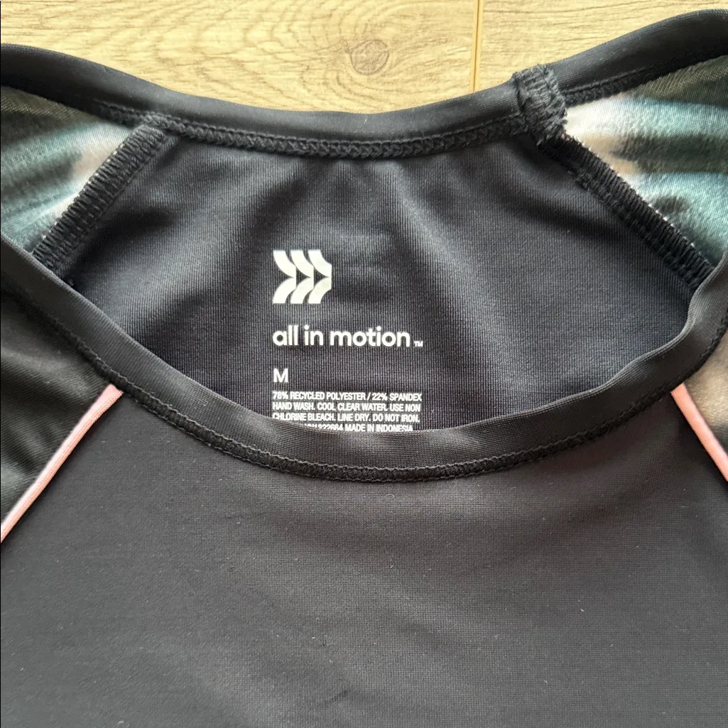 All in Motion Black and Gray Tie-Dye Long Sleeve Top - Image 2