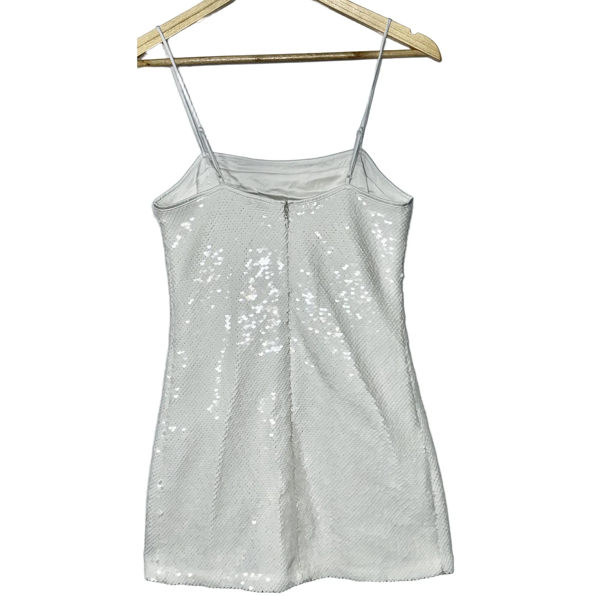 NWT Abercrombie & Fitch White Sequin Spaghetti Strap Mini Dress Womens Size XXS - Image 2