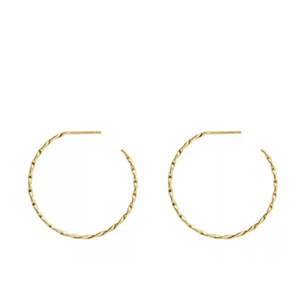 Beautiful Twist 14k Gold Plated Sterling Silver Hoop Earrings, 4.2cm‎ - Image 7