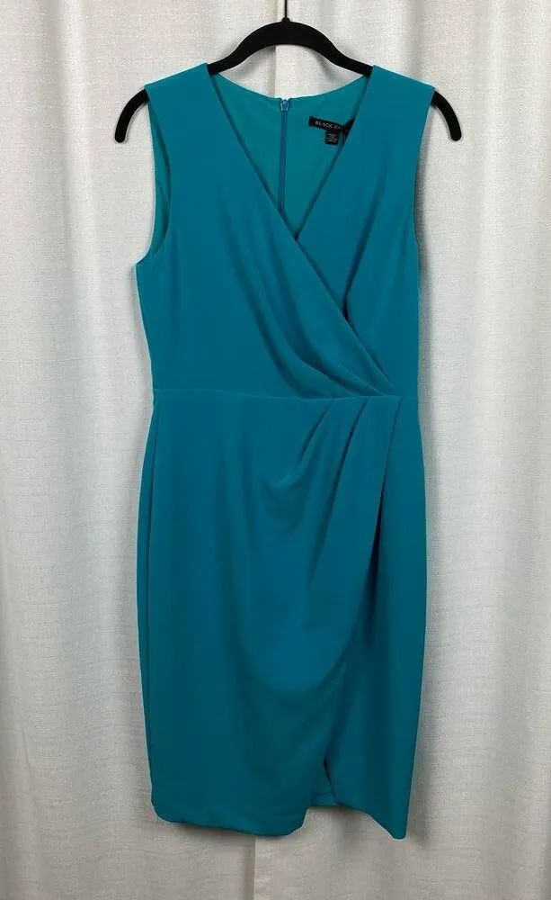 Black Halo Teal Nora V Neck Sleeveless Faux Wrap Sheath Dress Sz.6 NWT - Image 3