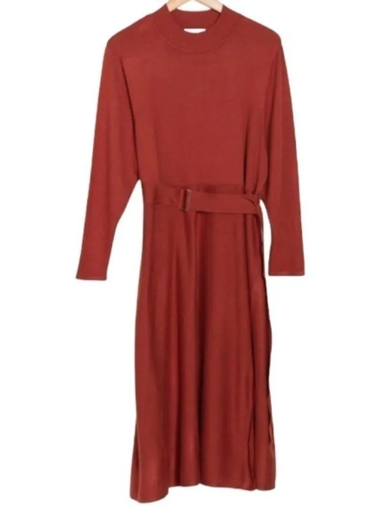 Blue Orchid Belted Mock Neck Midi Dress Rust Orange Plus Size 2XL New with tags! - Image 1