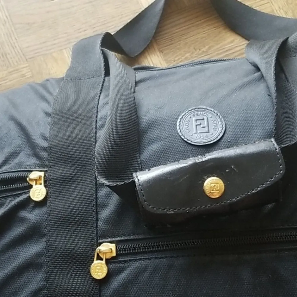 Fendi Black Nylon Weekender Bag Large Travel Tote Duffel Unisex Luggage - Image 4