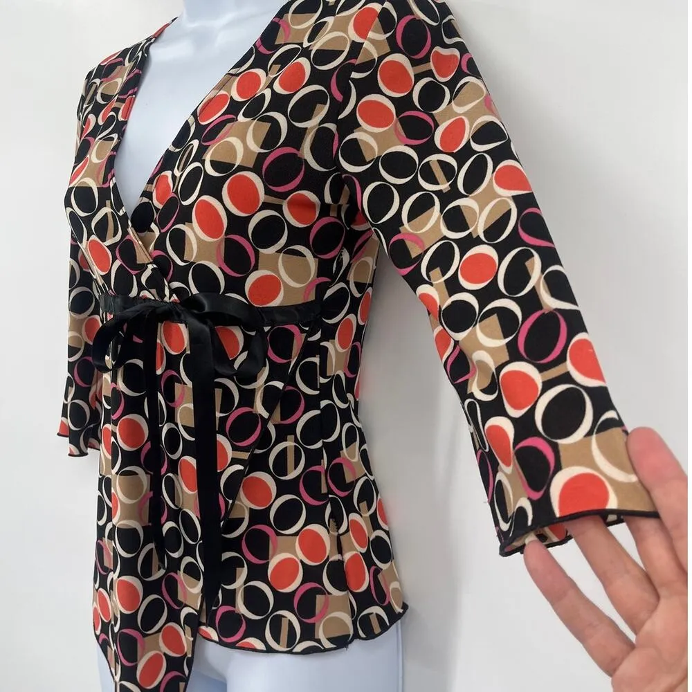 Vintage Y2K A. Byer Retro Babydoll Womens Top Sz S Coquette Asymmetrical Circle - Image 4