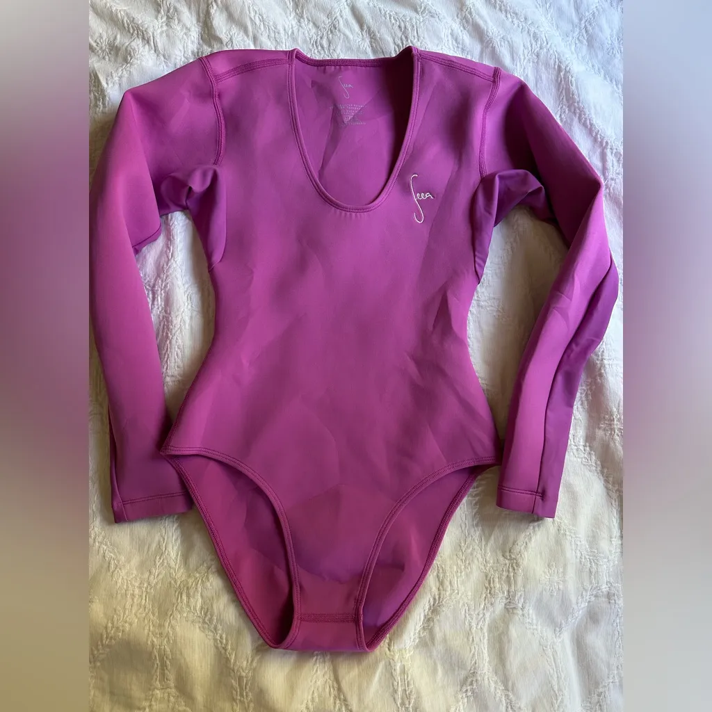 Seea Magenta Long Sleeve one piece swimsuit surf small Purple - Image 2
