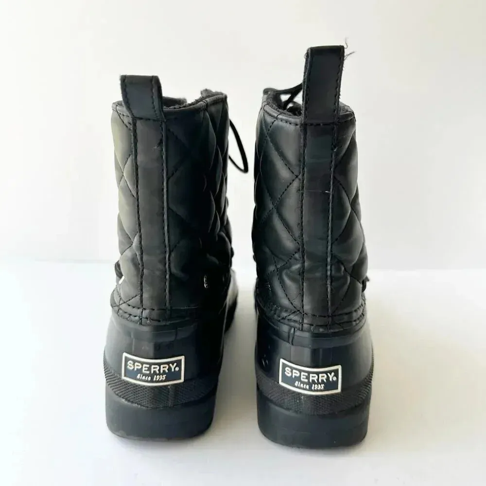 SPERRY Top Sider Women’s Size 7 Gosling‎ Black Quilted Boots Waterproof Ankle - Image 4