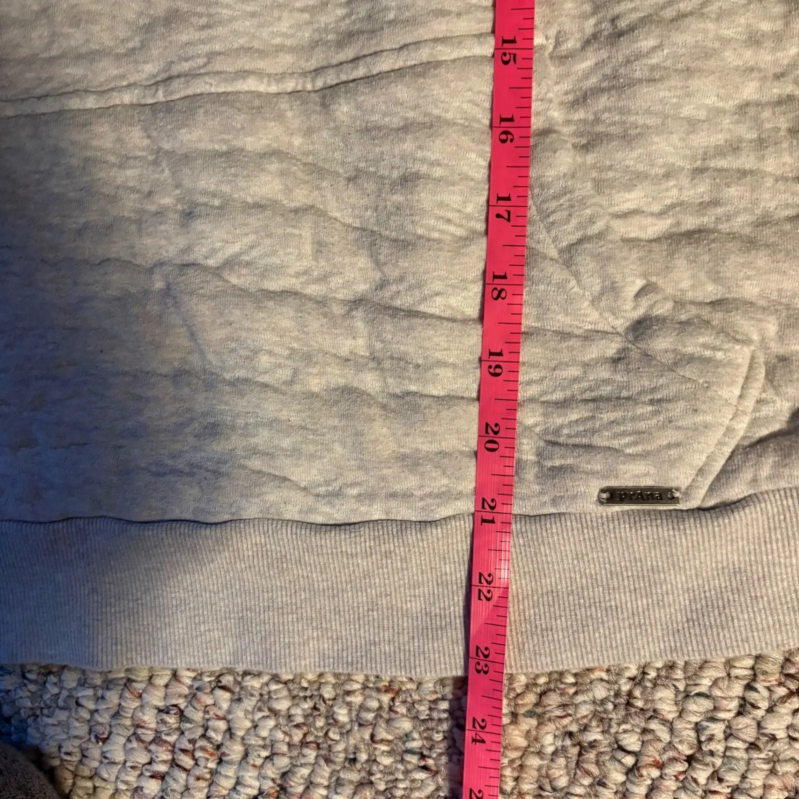 Prana Quilted Textured Hoodie Sweatshirt Organic Cotton Light Grey Size Large - Image 6