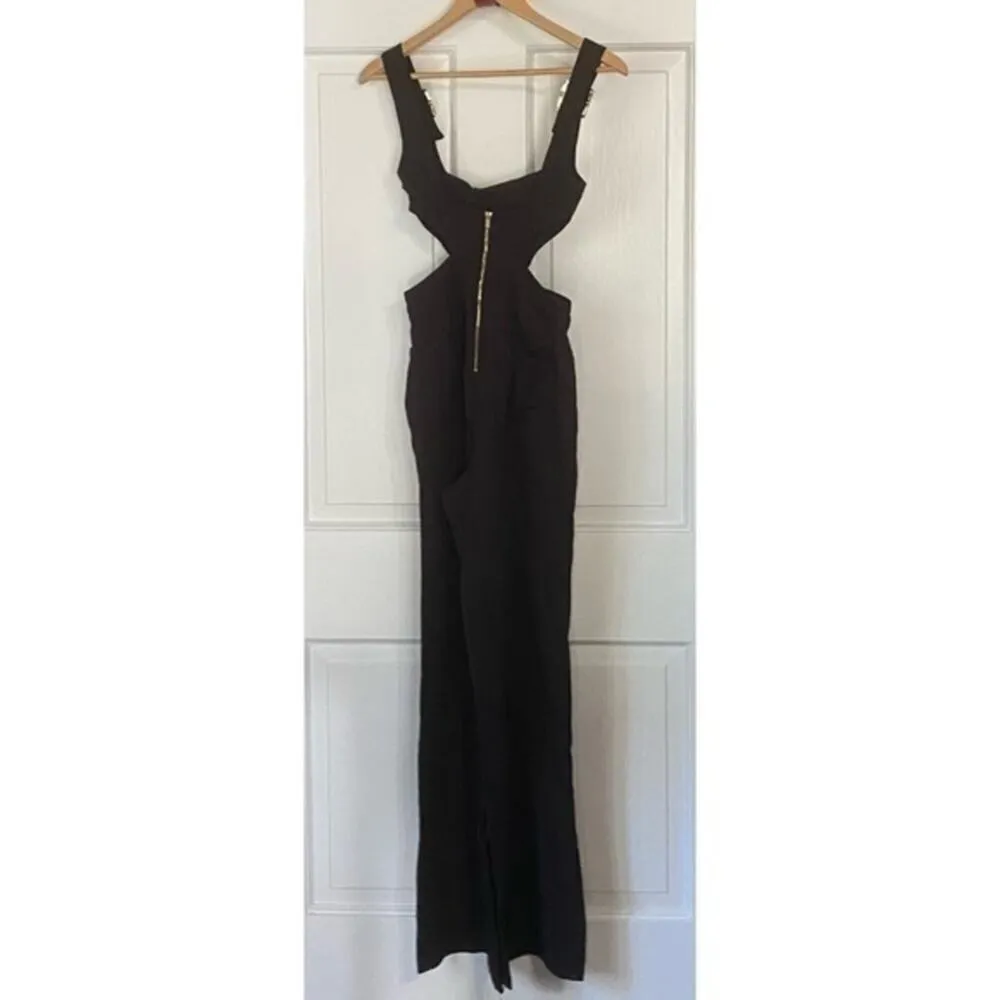 WeWoreWhat Black Cut Out Overall Jumpsuit Size 00 NWT Sold Out on Revolve - Image 4