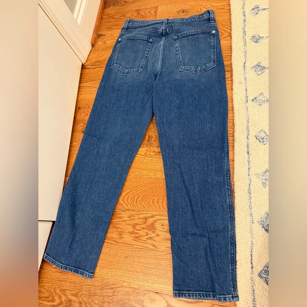 7 For all Mankind High Waist Cropped Straight Jeans Size 28 - Image 5