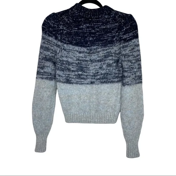 Banana Republic Merino Extra Fine Merino Wool Alpaca Blue Colorblock Sweater - Image 2