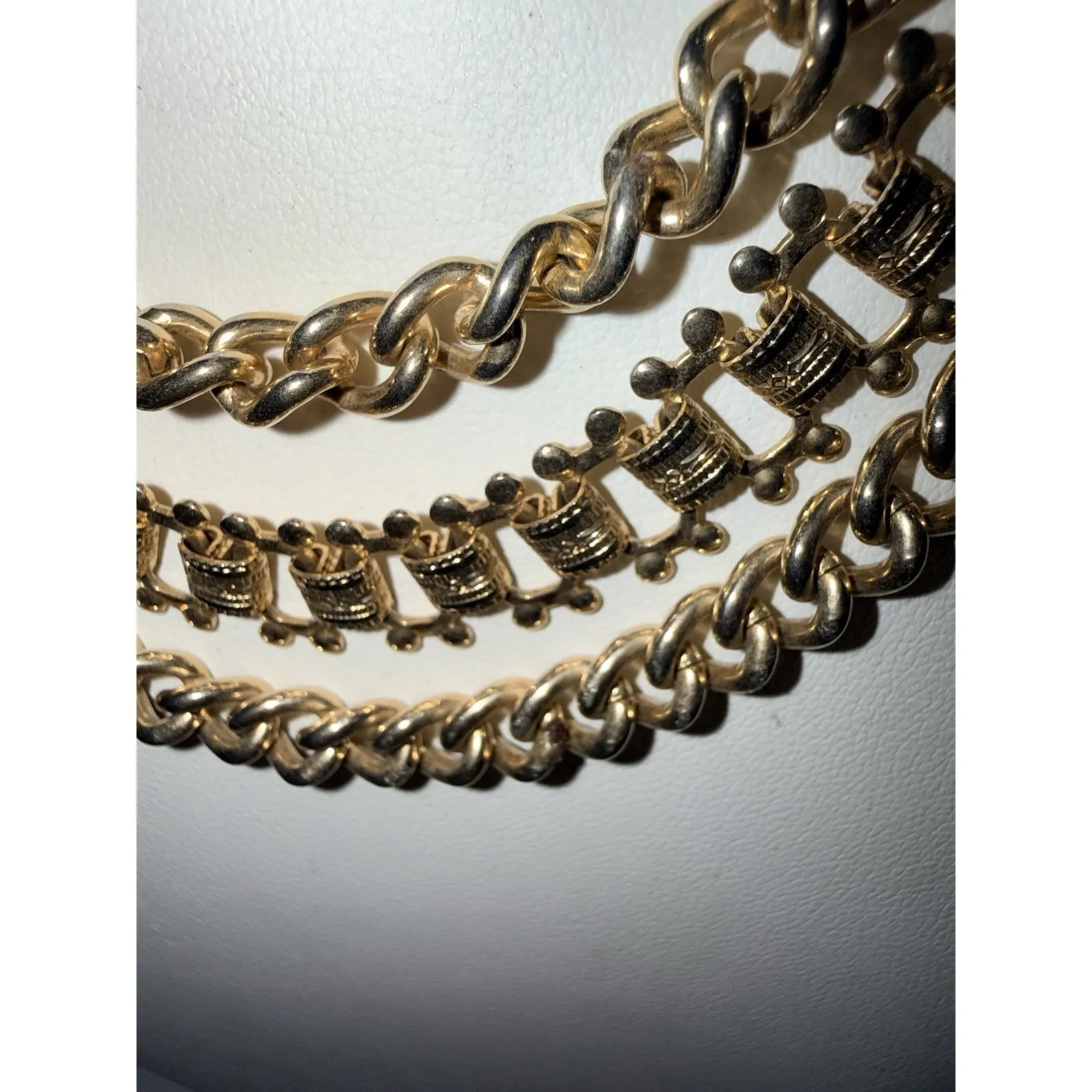 Vintage Coro Multi Chain Strand Gold Tone Statement Necklace 1950s Estate 19" - Image 2