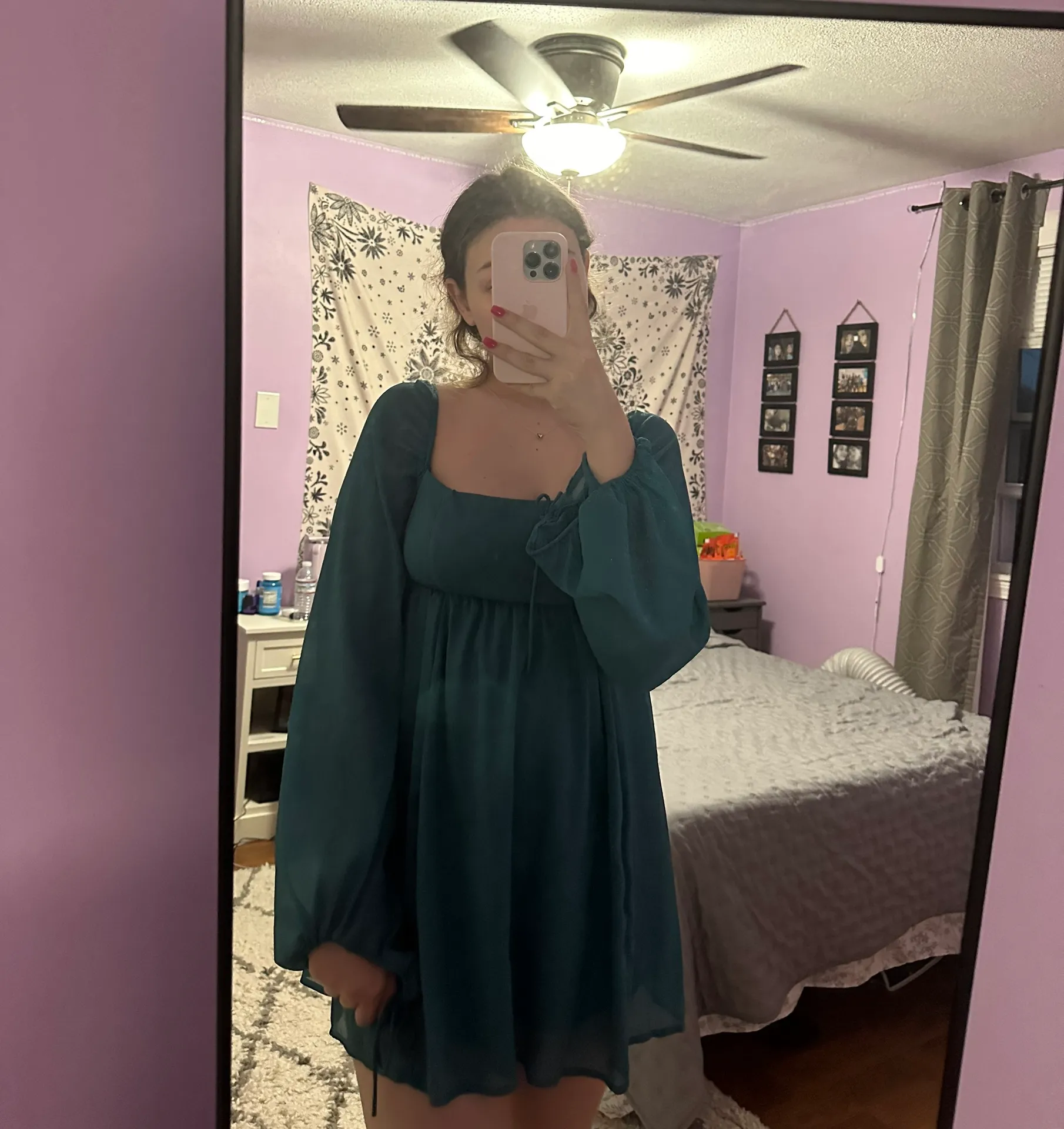 green mini dress - Image 3