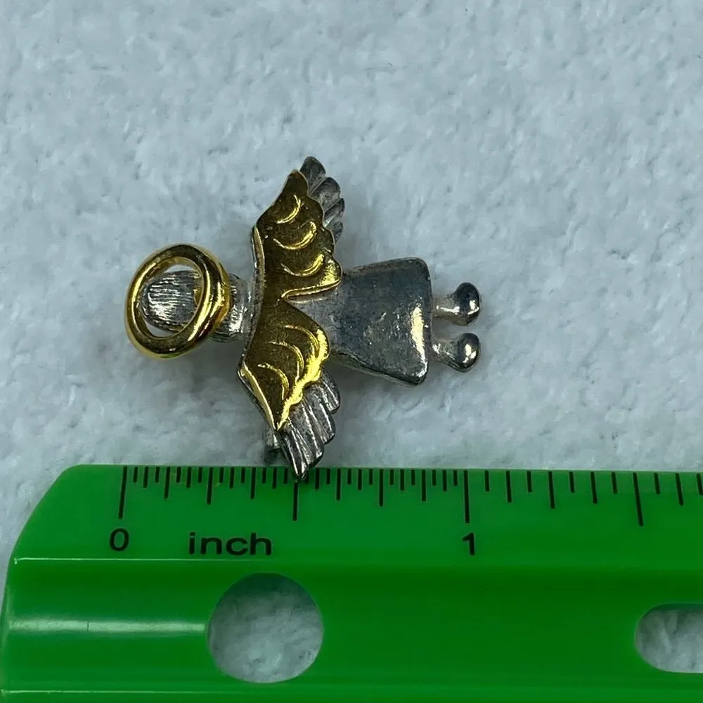 Vintage IMO 1995 Guardian Angel Pin Brooch Pendant Halo Wings Gold Silver Color - Image 11