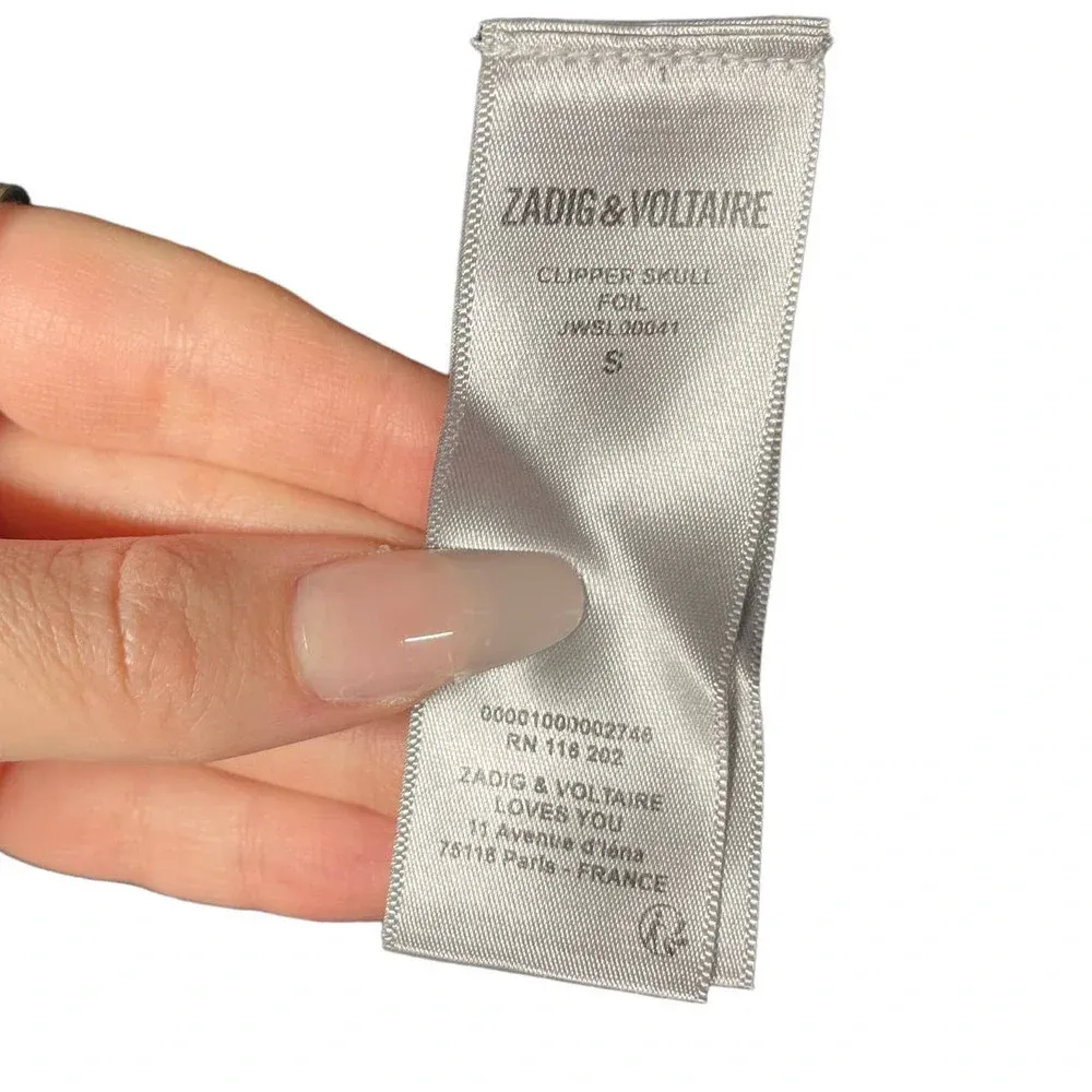 Zadig & Voltaire Clipper Skull Foil Sweatshirt Hoodie Black Gold Size Small‎ - Image 8