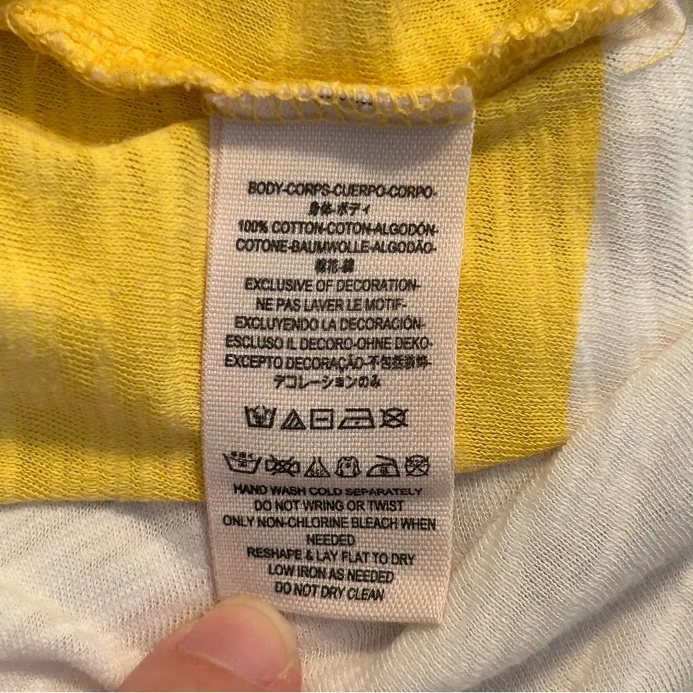 Free People We The Free XS Yellow Stripe Mesh Lace Front Raw Hem Tank Top Y2K - Image 7