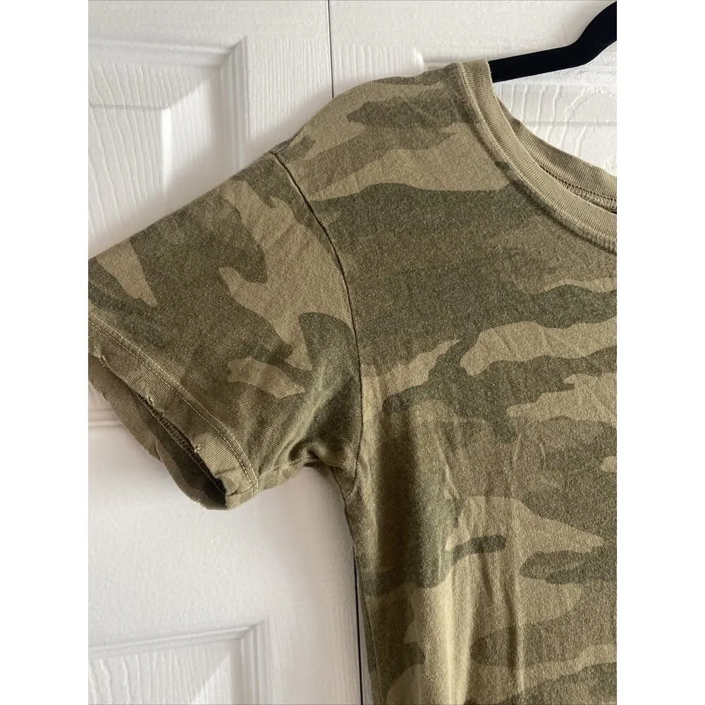Current Elliot‎ Women's 1 Army Camo Small Knit Tee Dress Distressed Casual - Image 2