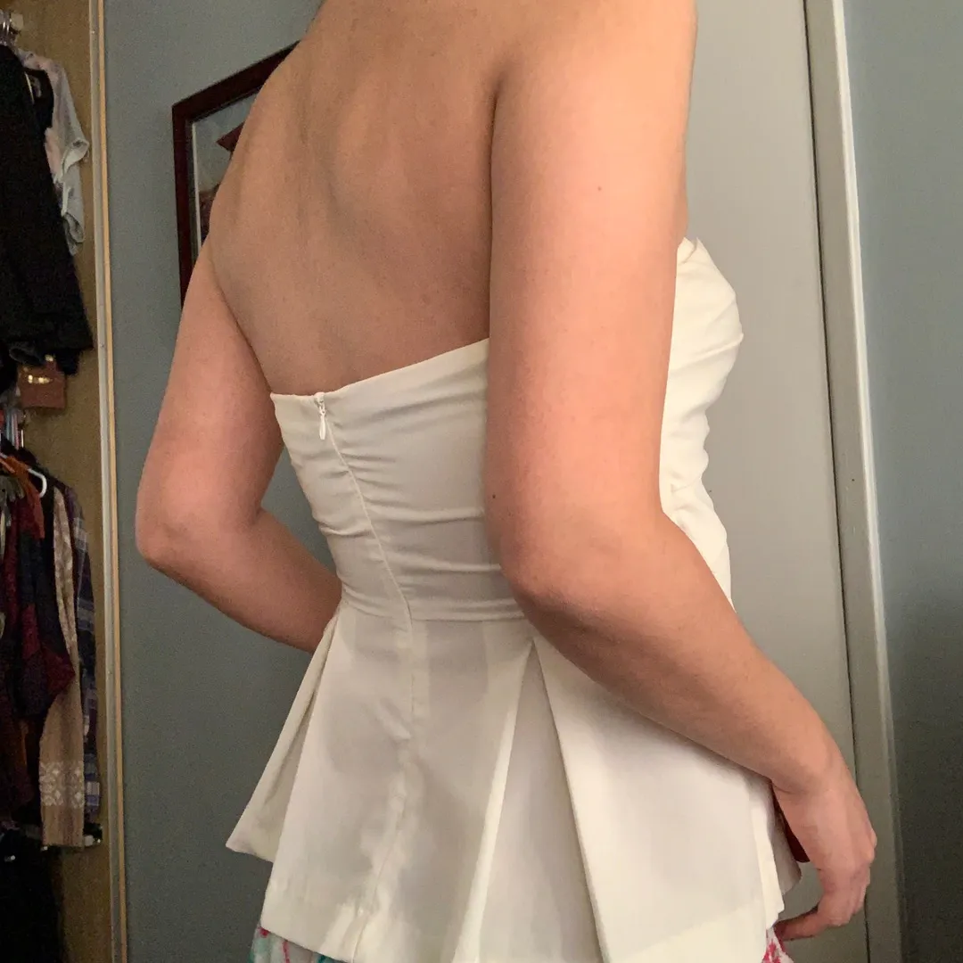 White Strapless Wrap Top - Image 4