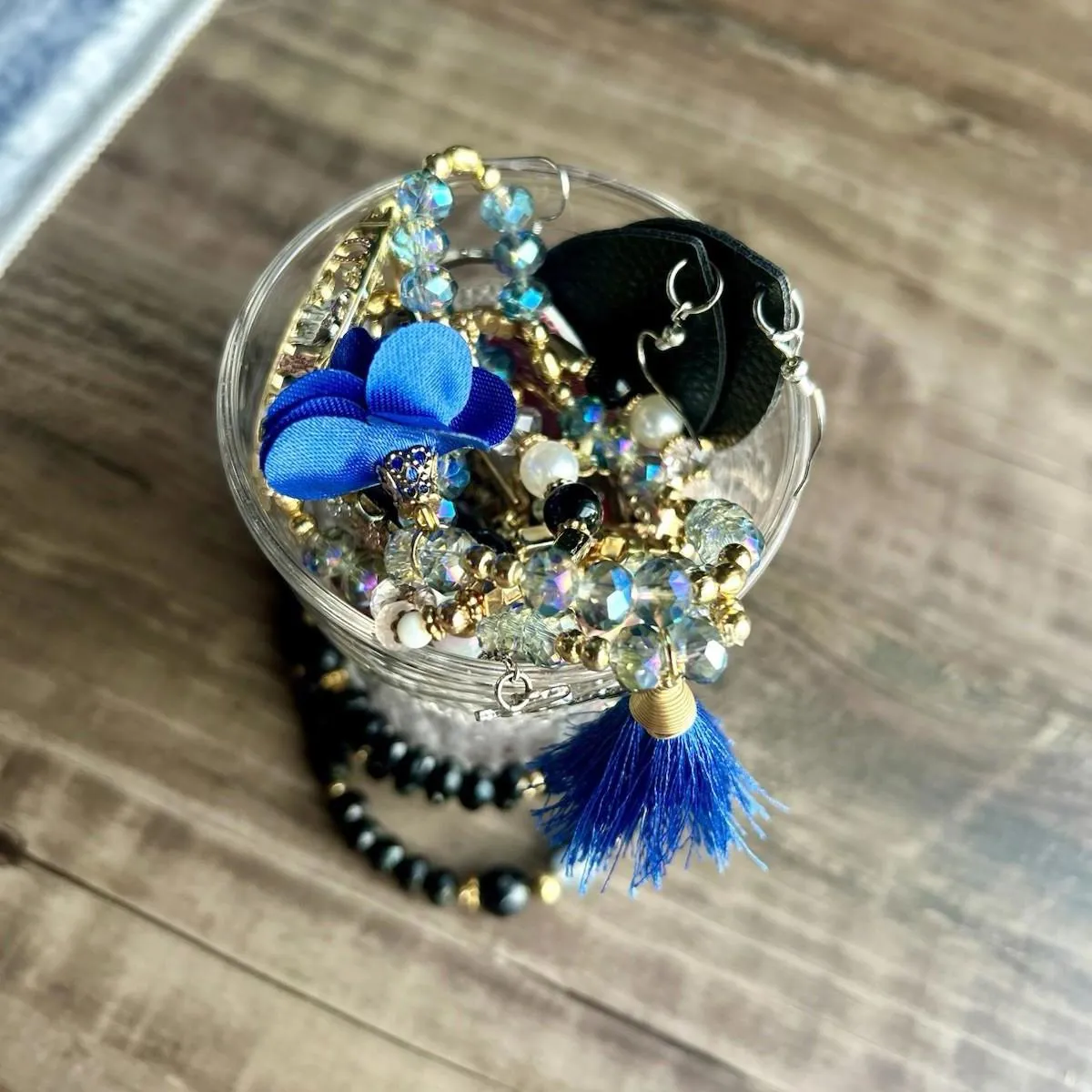 Mystery Jewelry Jar! Beautiful Royal Blue, Gold Tones, Flair! All Wearable! - Image 2