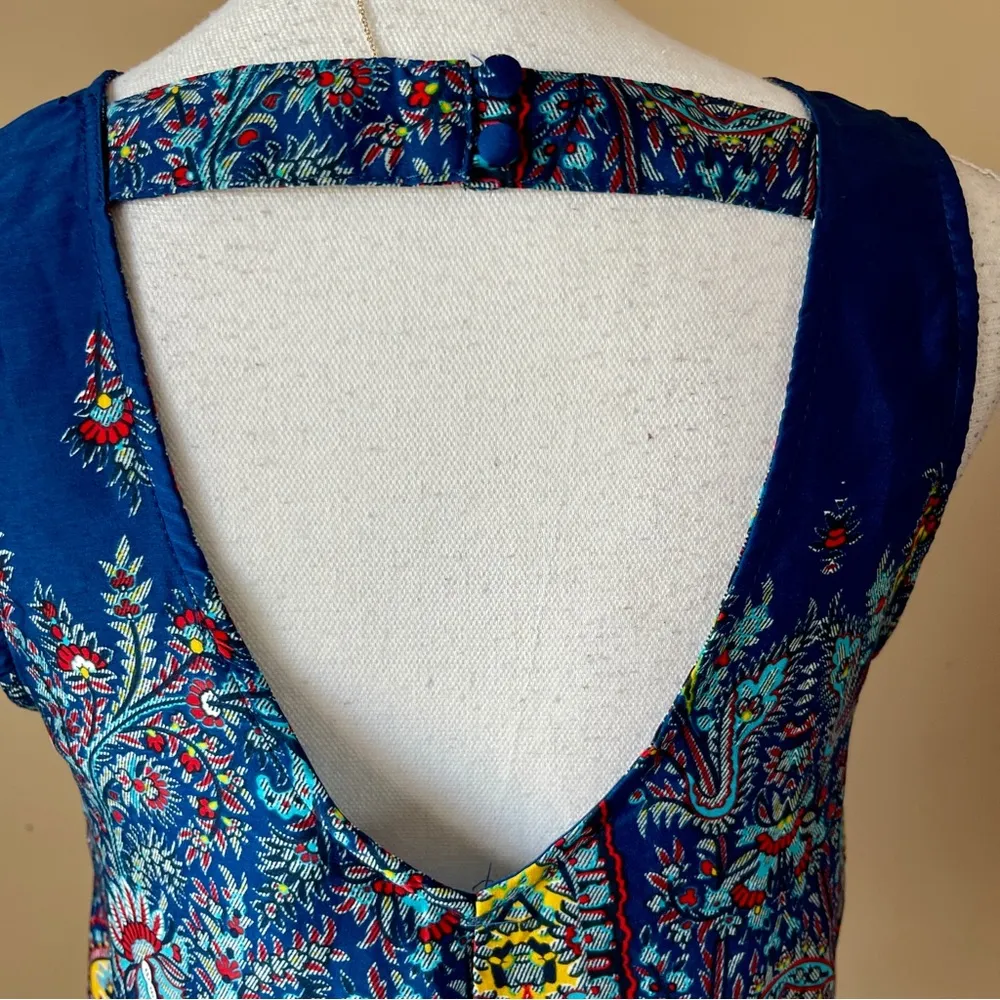 FUN 2 FUN | Blue Printed Open Back Tank Top Sz S - Image 5
