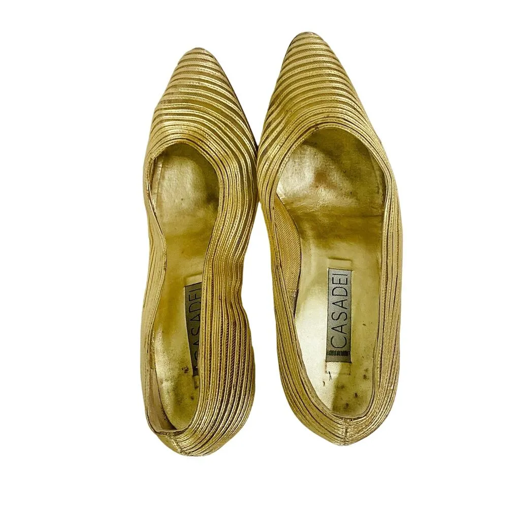 Vintage Casadei Gold Pumps - Image 5