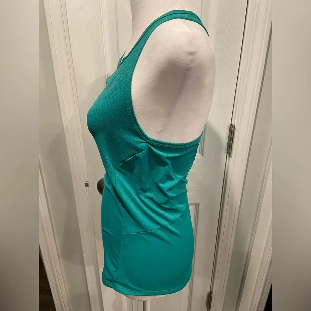 Nike Size XS Turquoise Dri-Fit Racerback Athletic Tank Top Zipper Pocket Running - Image 2