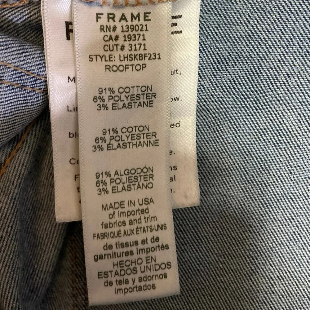 Frame Blue Medium Wash High Rise Distressed Button Fly Denim Skinny Jeans Sz 28 - Image 6