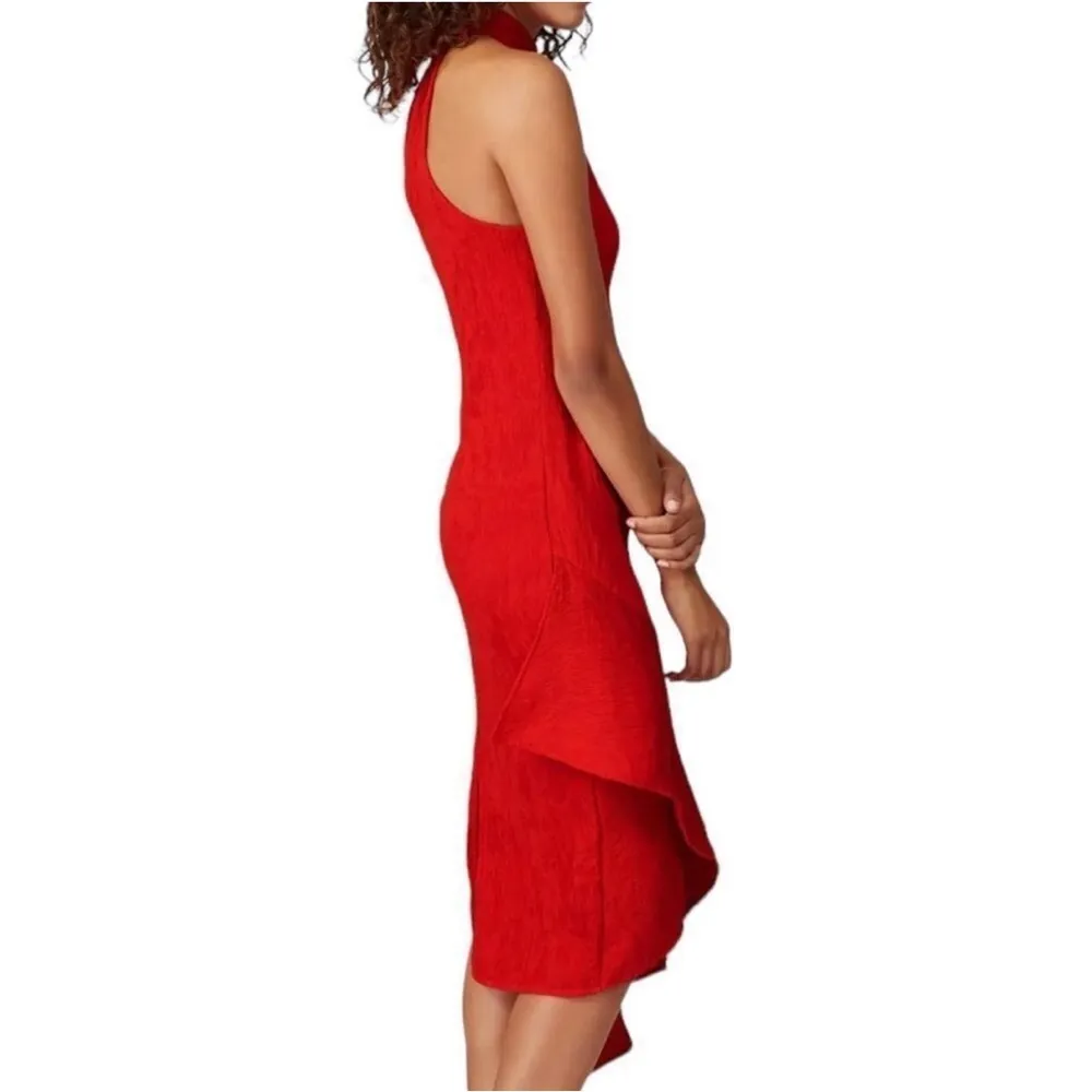 Red Elliatt Felice High Neck Crinkle Cocktail Dress Size M - Image 2