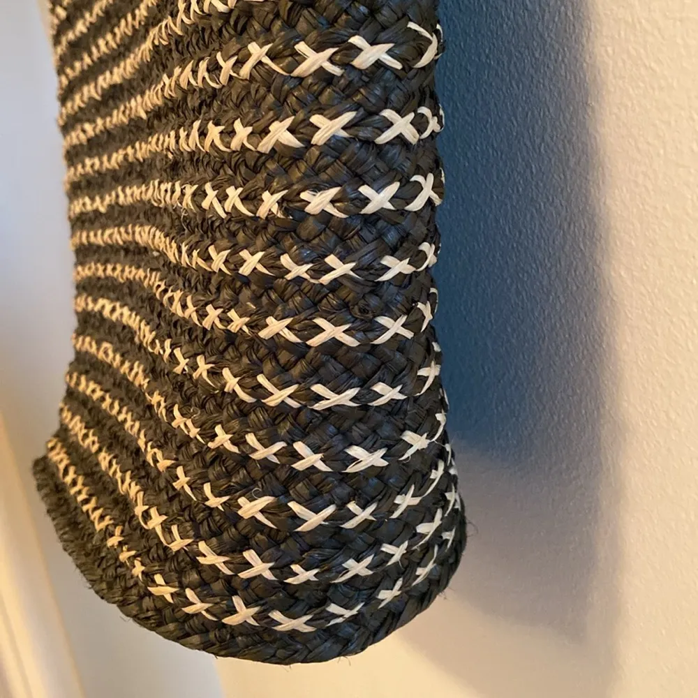 Annabel Ingall Australian Raffia Small Bibi Tote Gray V Deep Green Tan Cross Bag - Image 4