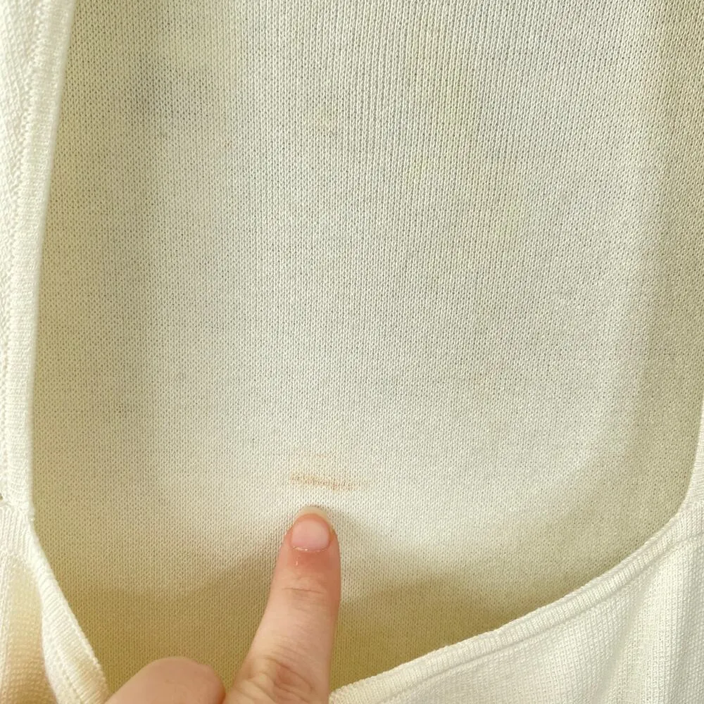 THEORY Maysen Prosecco Dress Ivory Ice Knit Size Small NWT Open Back A Line - Image 12