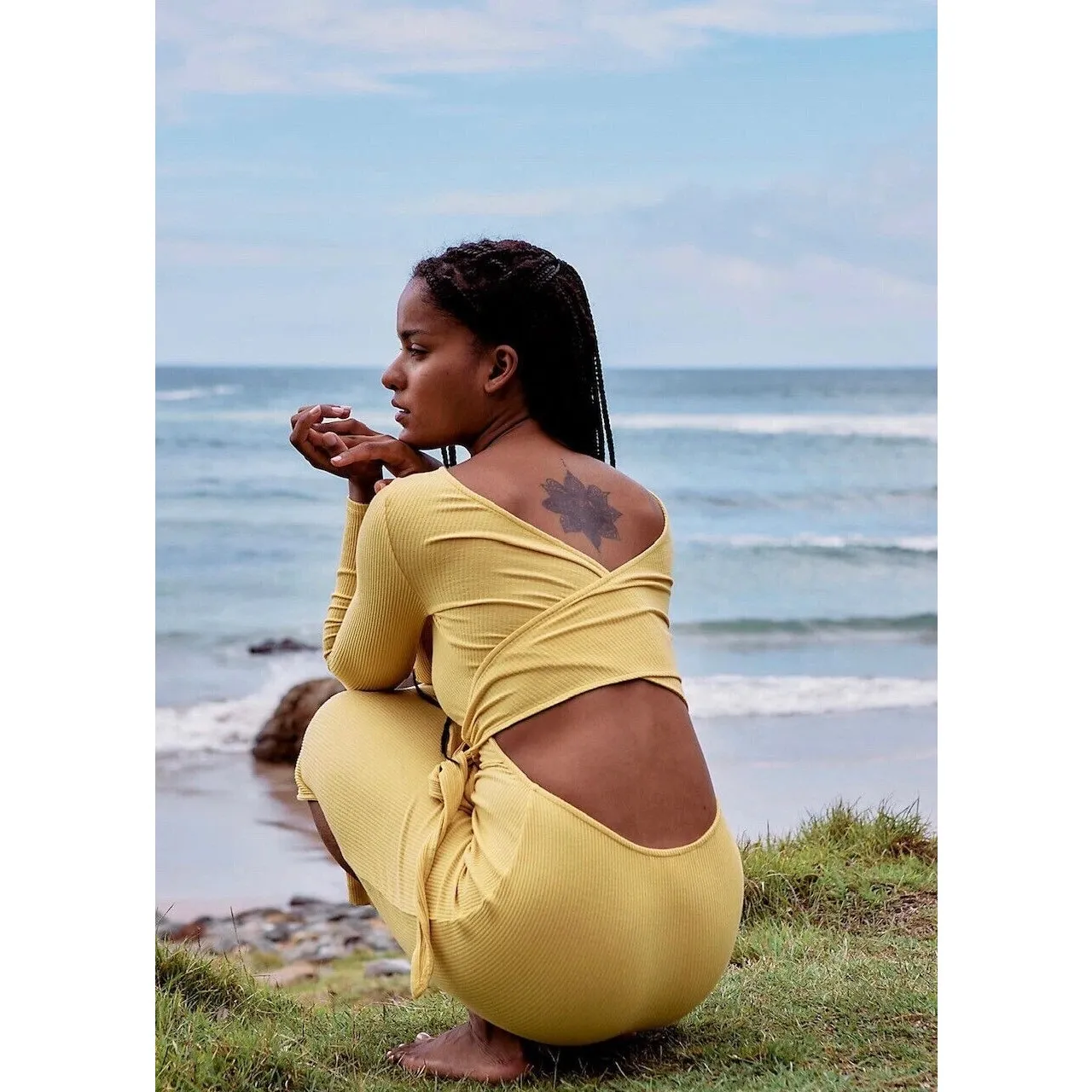 Free People Beach Last Minute Midi Knit Dress Yellow Size XS - Image 2