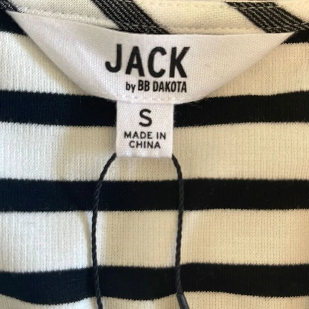 Jack by BB Dakota Women's Racerback Stripe Dress Wrap Mini Tie Waist Black Small - Image 10