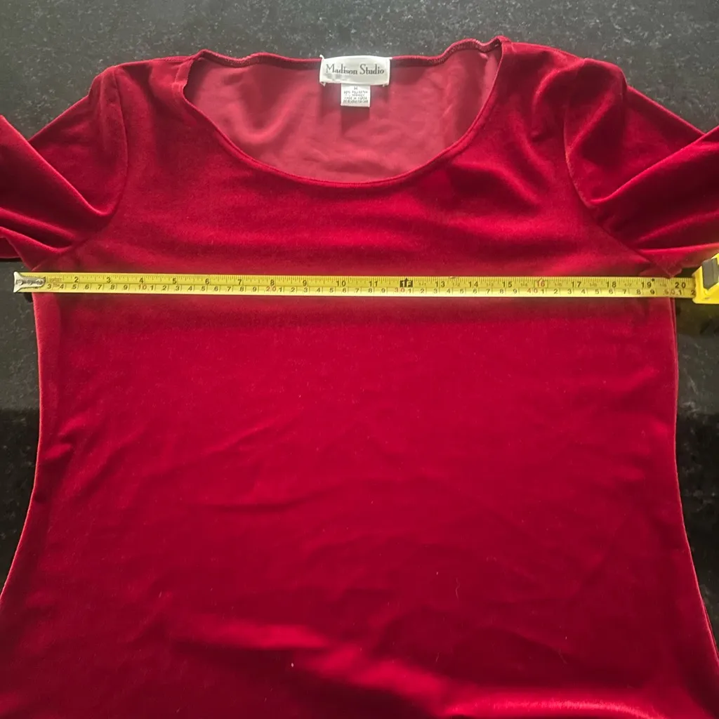Red Velvet Velour Ballet Neck Long Sleeve Top Sz M WhimsygothValentines Day Love Size M - Image 5