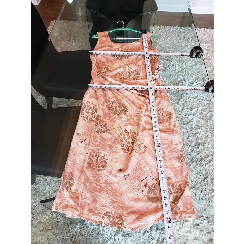 Caribbean Joe. Long Maxi Dress Womens Size L Pink Round Neck Sleeveless Back Zip - Image 8