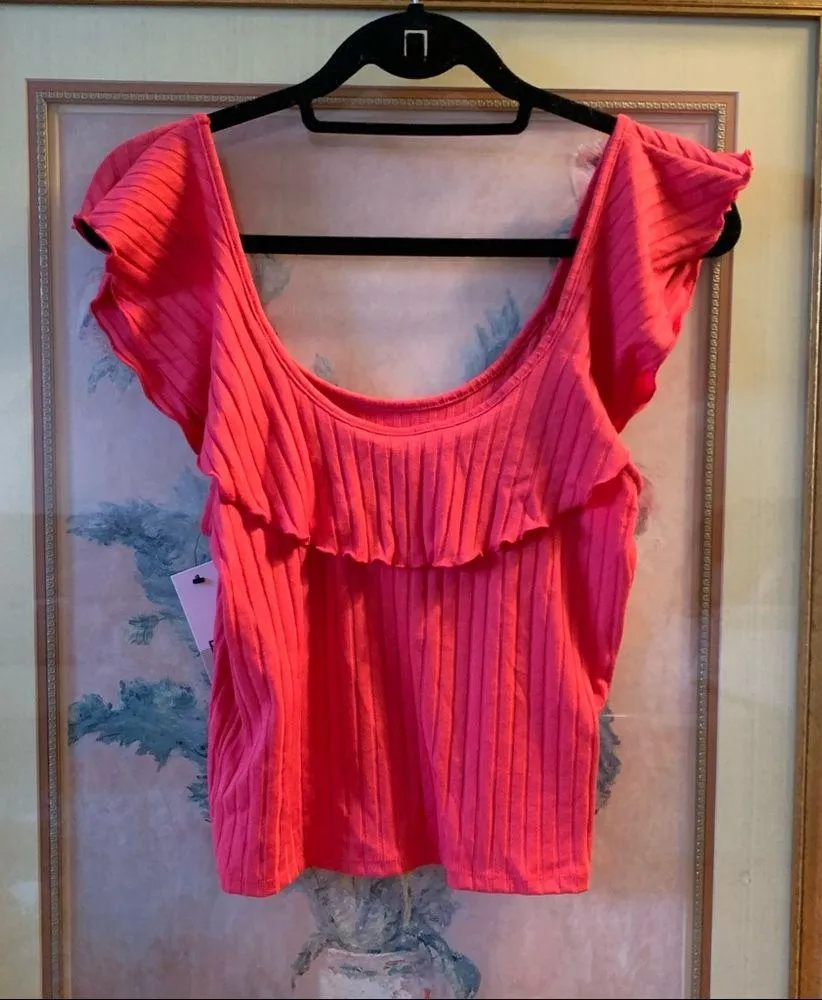 NWT BP ribbed top size L red pink C5 - Image 4