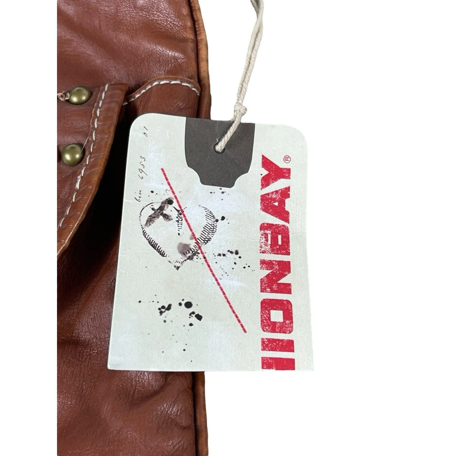 Unionbay Crossbody Bag Cognac Brown Faux Leather Studded Buckle Purse NWT - Image 2