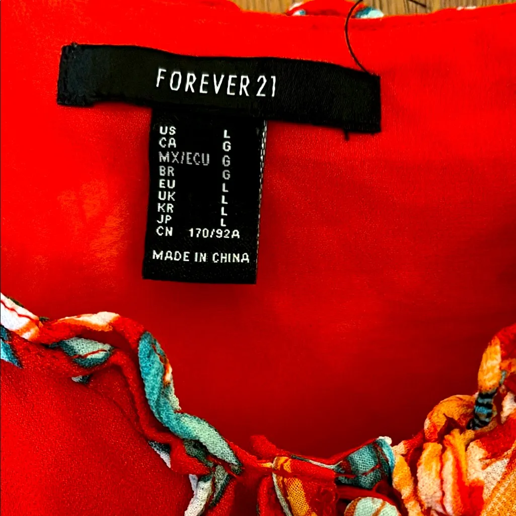 Forever 21 Red Sundress with Spaghetti Straps and Floral Design - Image 3