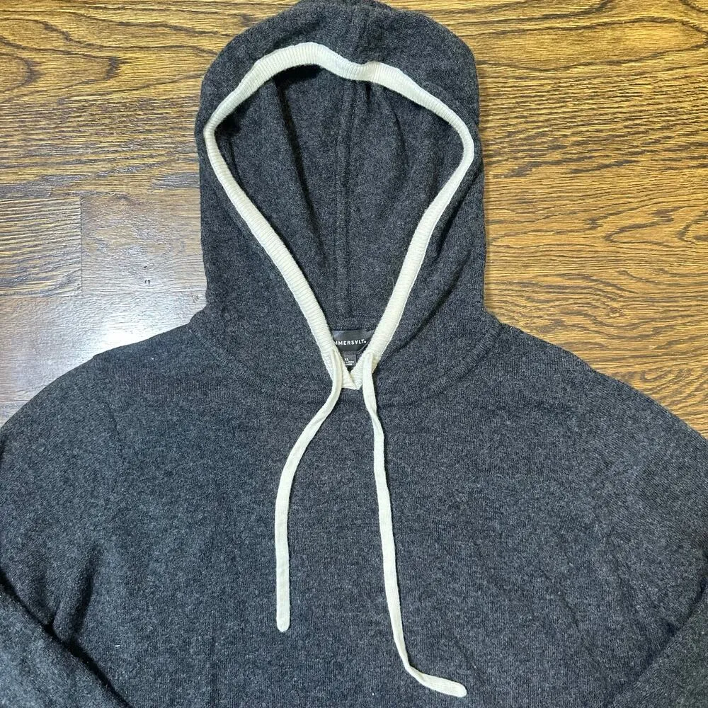 Summersalt Wool Cashmere Charcoal Gray Hoodie Pullover Sweatshirt - Image 2