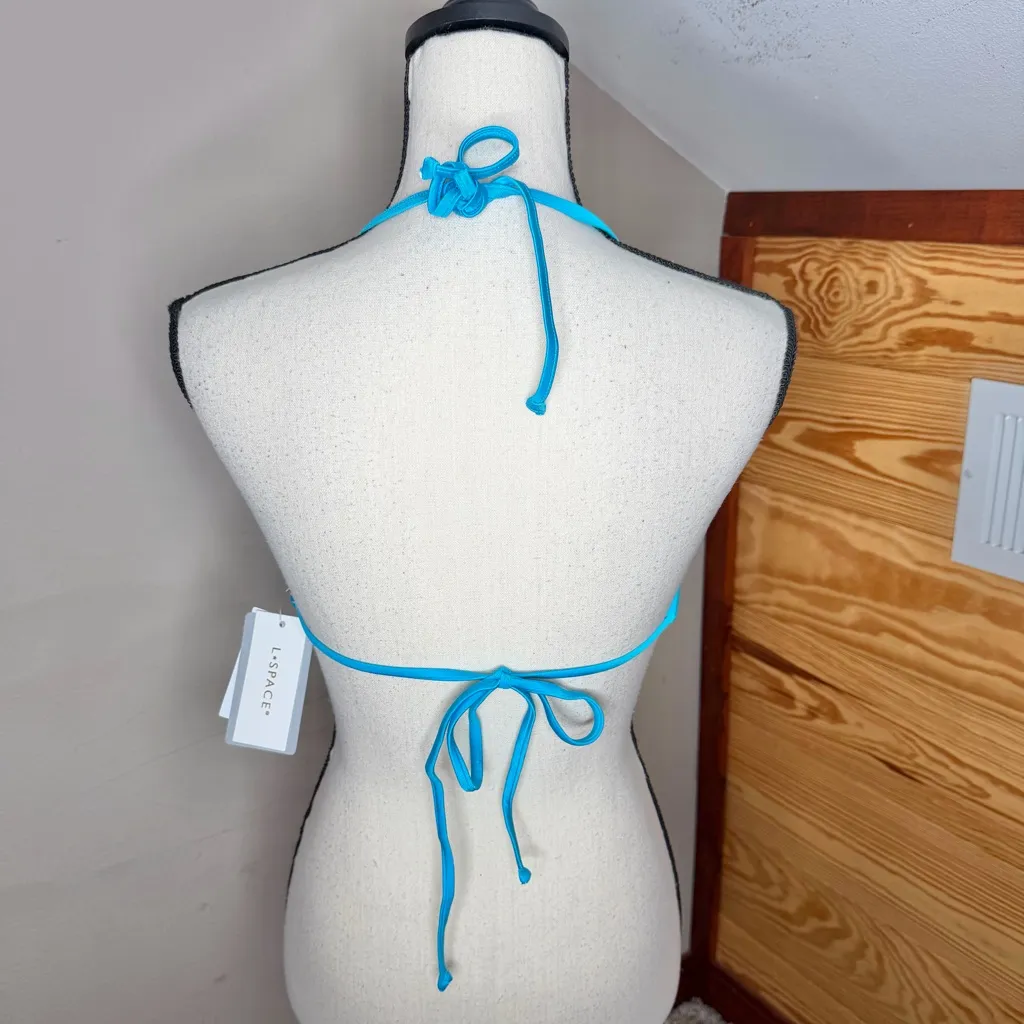 L*SPACE Toni Satin Shine Underwire Bikini Top Cyan Blue Medium NWT SHTNT24 Swim - Image 3