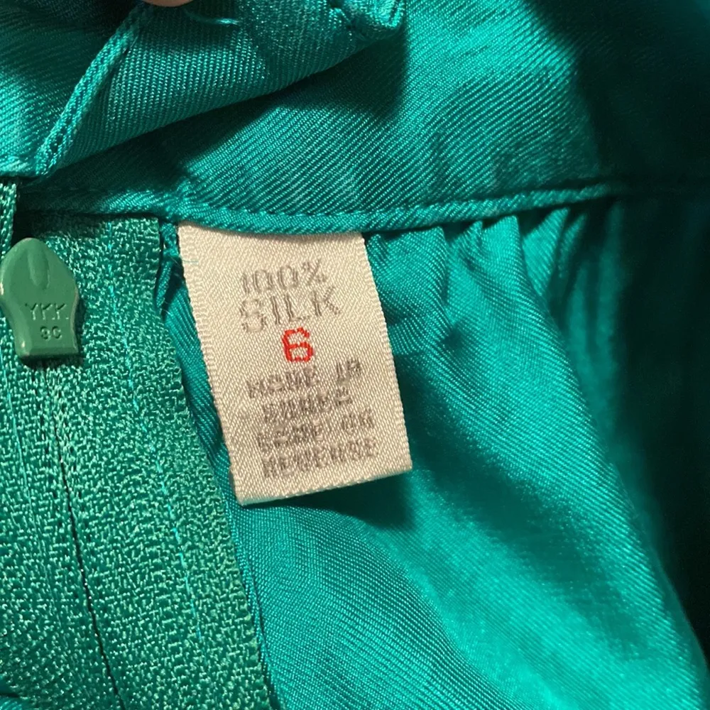 Vintage Emerald Green Silk Column Midi Skirt 6 - Image 8
