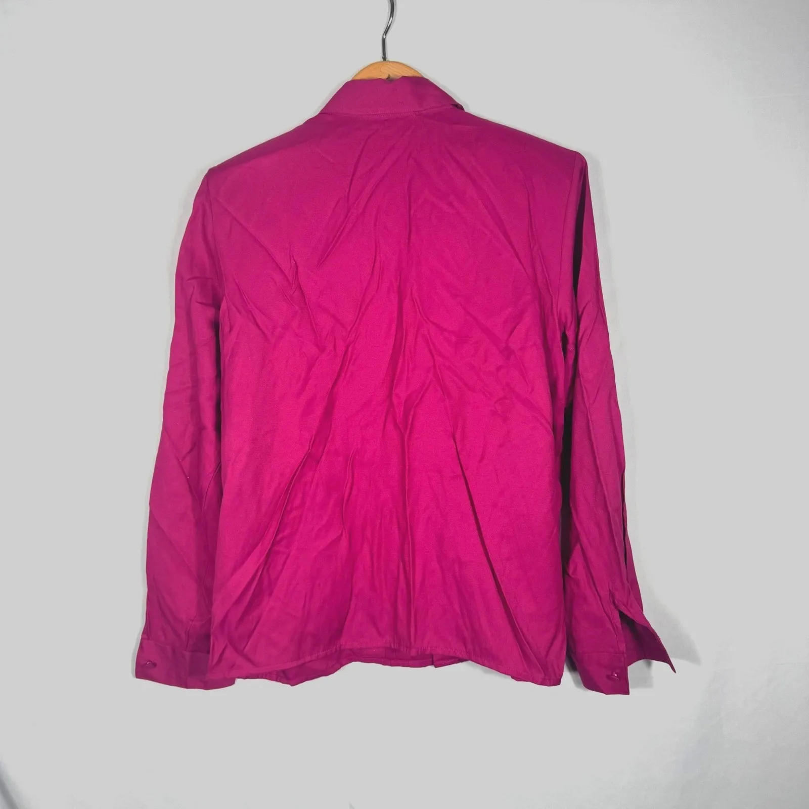 Evan Picone Silk Button Down Shirt Top Long Sleeve Maroon Size 12 Red - Image 2