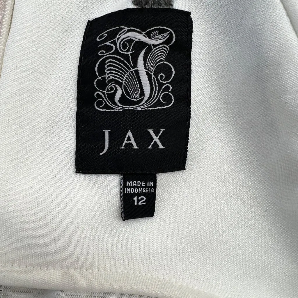 Jax Lace Sheath Dress With Cap Sleeves Floral Waist Detail Black Ivory Size 12 - Image 9