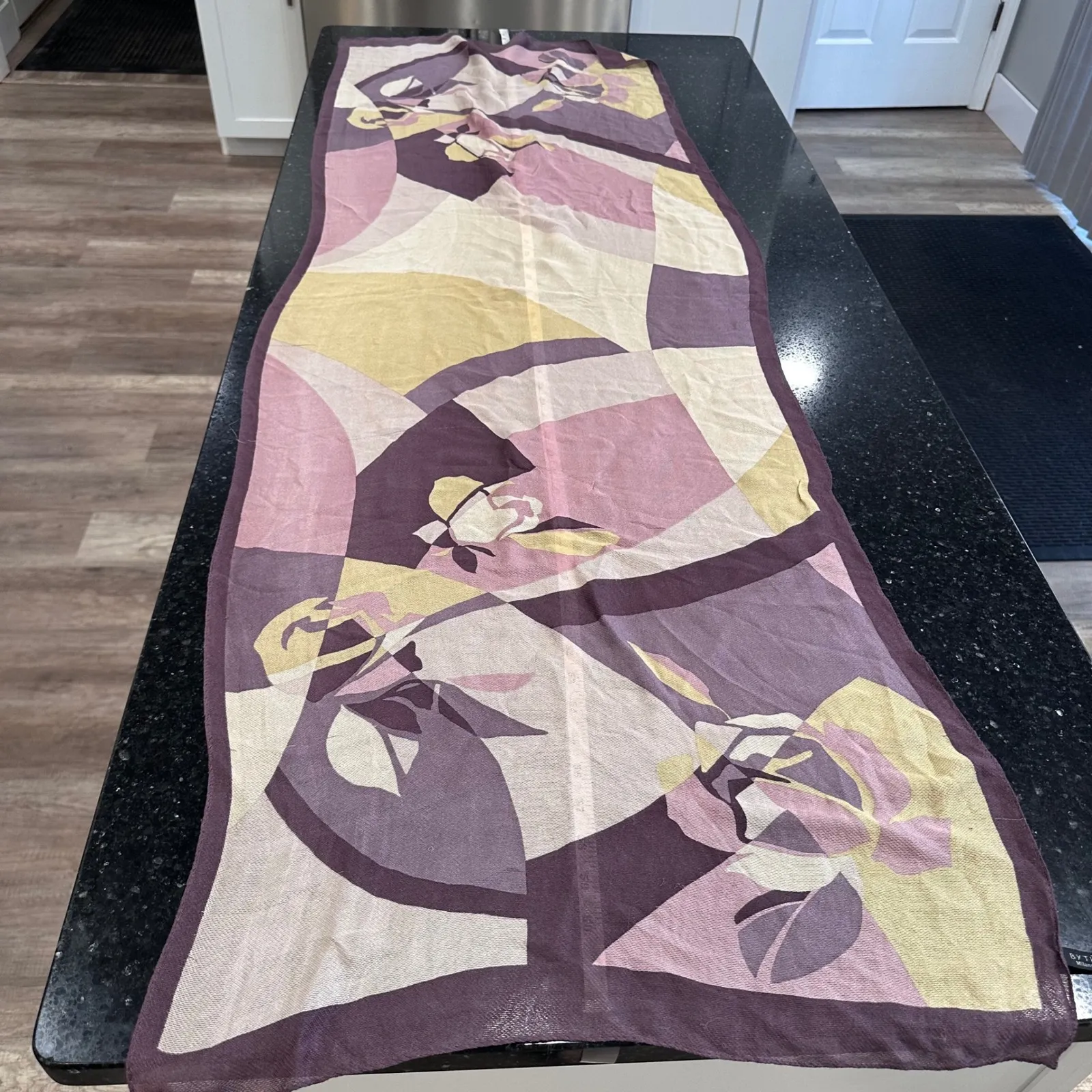 BYTU Milano Silk Scarf Geometric Floral Purple Pink Whimsigoth Fairygrunge - Image 2