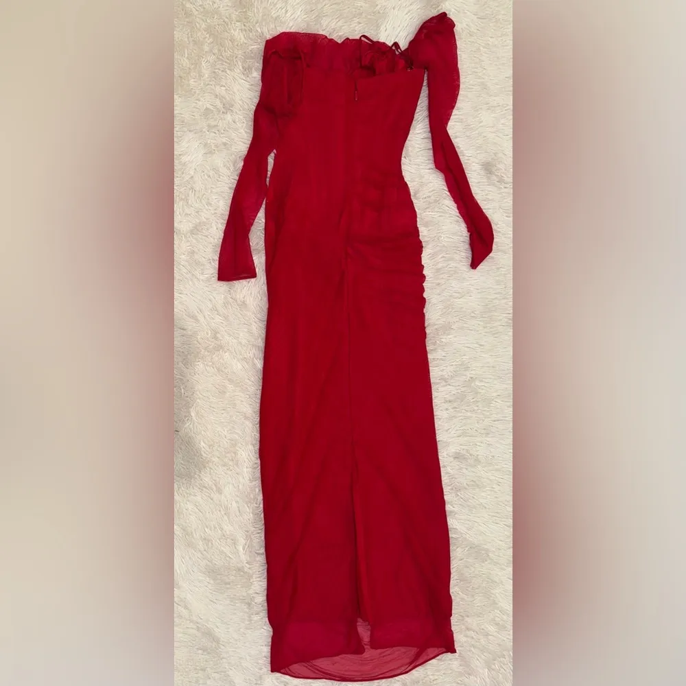 NWOT House of CB Katarina Red corset long sleeves maxi dress sz S - Image 7
