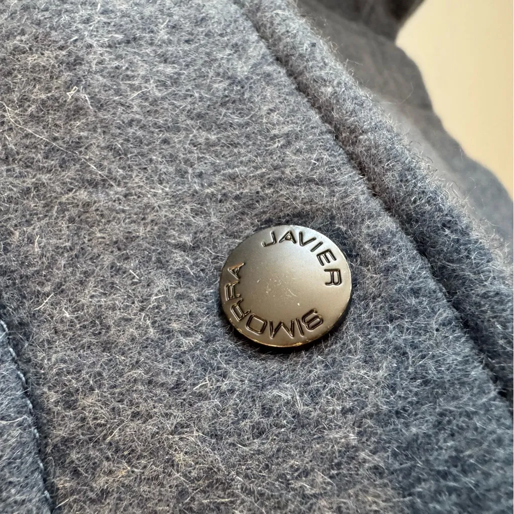 Javier Simorra Wool Blend Slate Blue Boxy Cropped Jacket Size 8 - Image 3