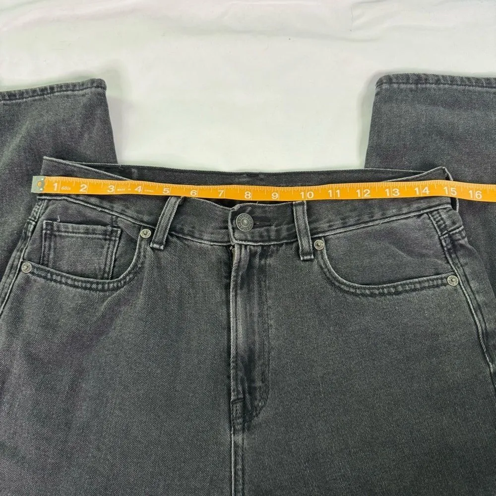 American Eagle Size 4 Black Denim Mom Jean Stretch Zip Fly Straight Leg Hi Rise - Image 6