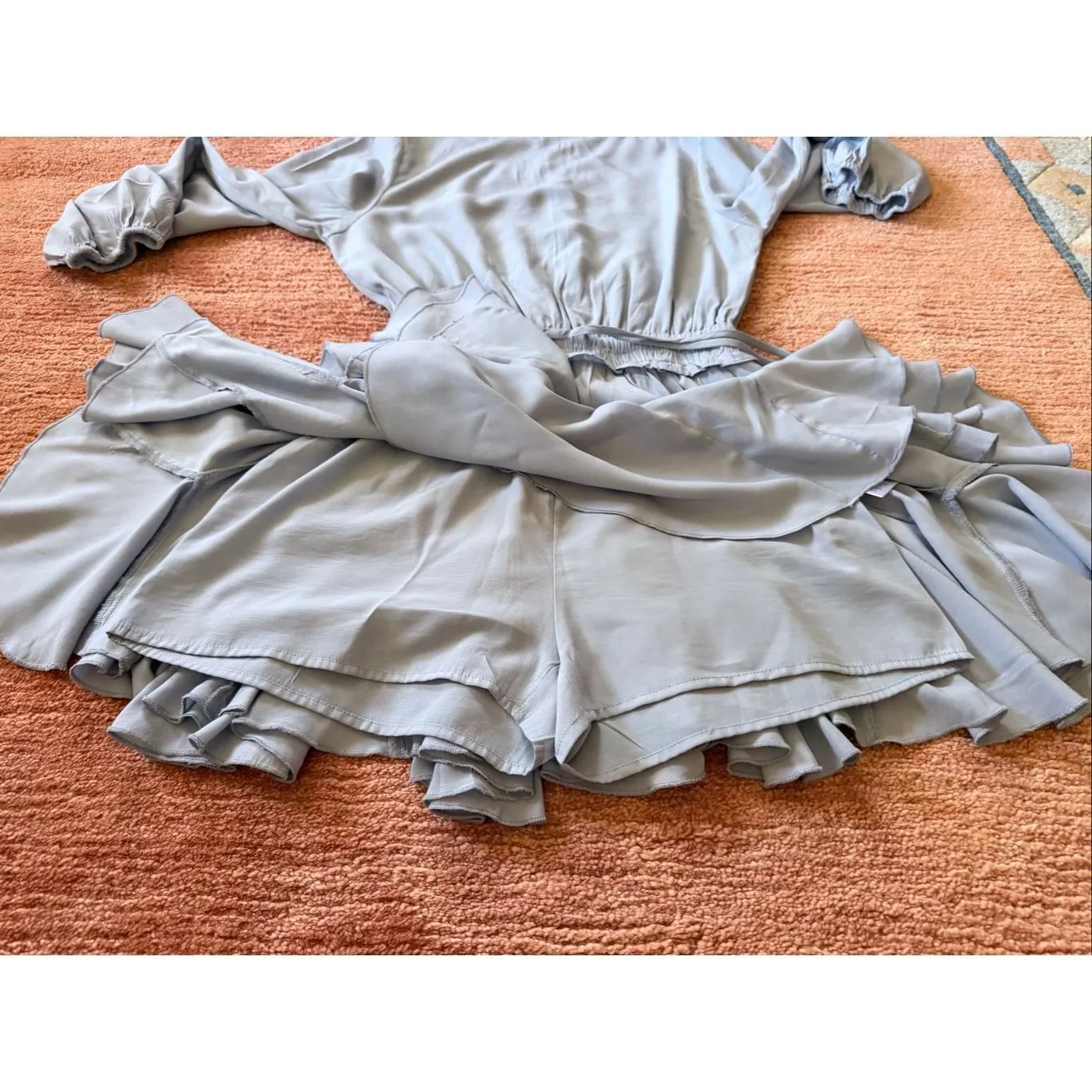 Entro Dusty Blue Mini Dress Long Sleeve Lined Size S - Image 6