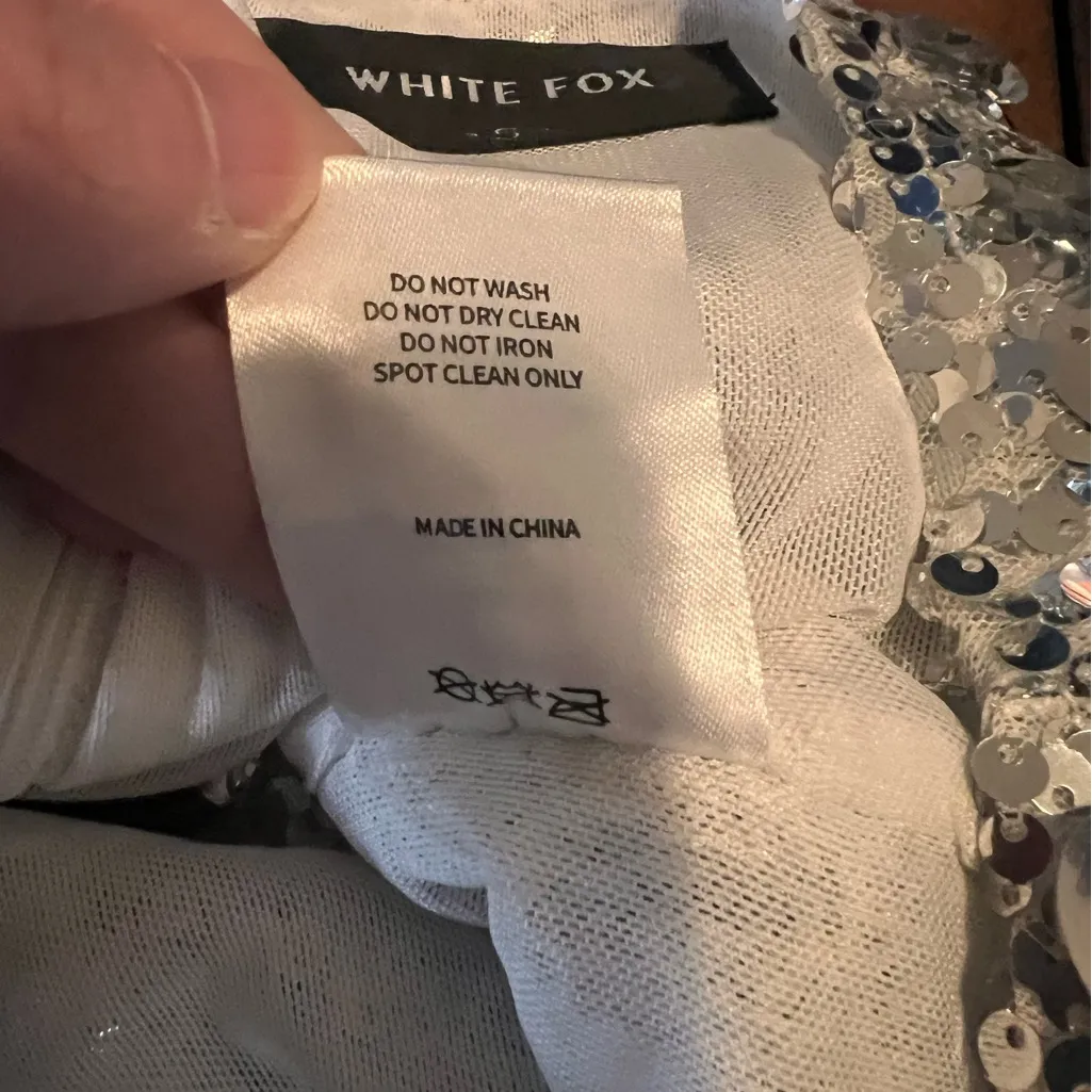 White Fox Silver Sequin Mini Skirt - Image 8