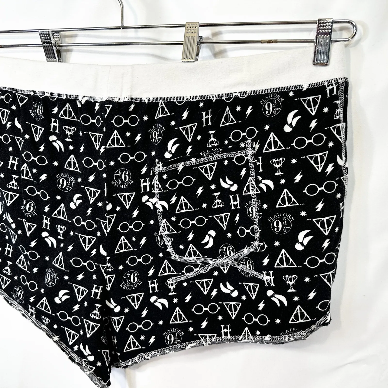 Harry Potter Plus Size 4X Sleep Shorts Black White Pocket Pull On Elastic 1780 - Image 6