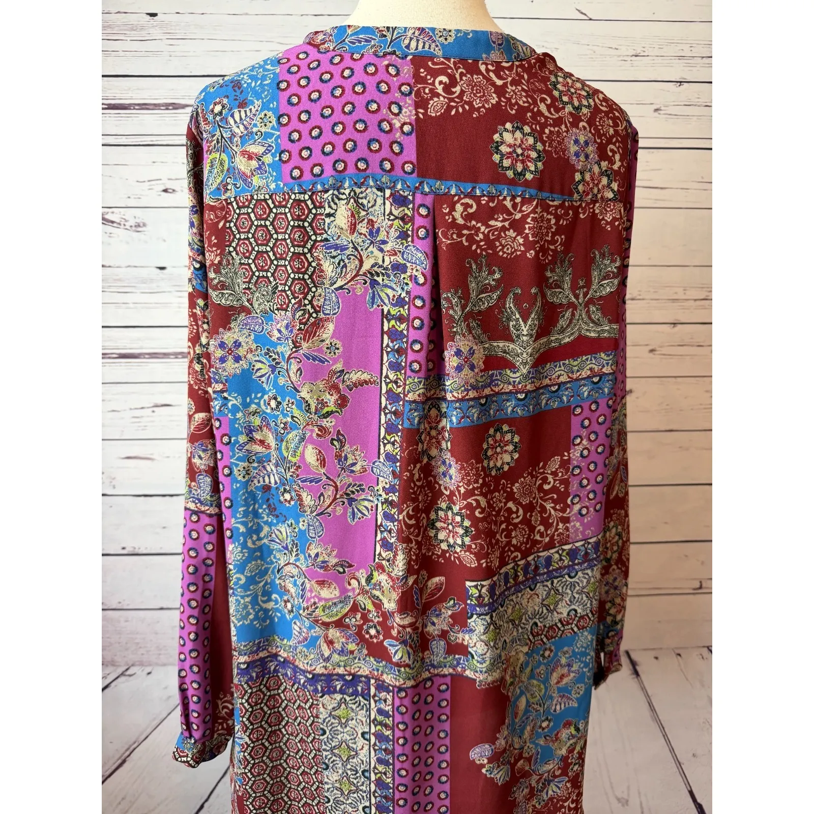 Joan Rivers Blouse Plus size 16 Paisley long sleeve button front shirt QVC Tunic - Image 7