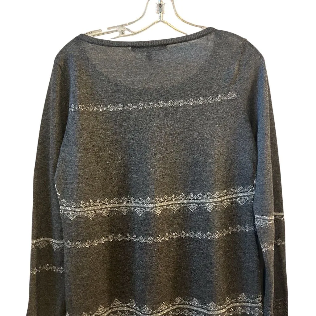 White House Black Market Women's Gray Fringed Pullover Sweater Size S - Image 12