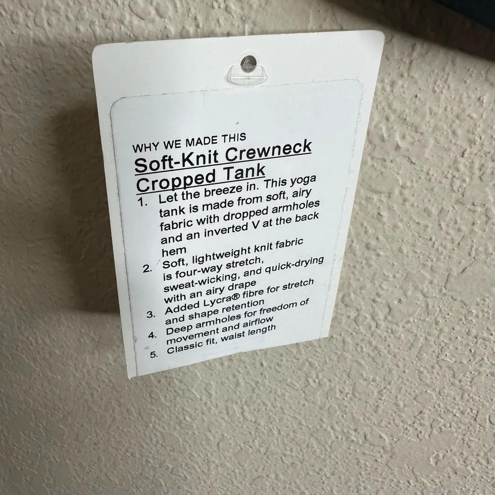 Sold!!! Lululemon Soft-Knit Crewneck Cropped Tank Top W1ESNS Black size 12 - Image 2